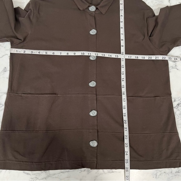 White Lotus by Neon Buddha chocolate brown button front jacket cotton spandex M - Picture 6 of 7